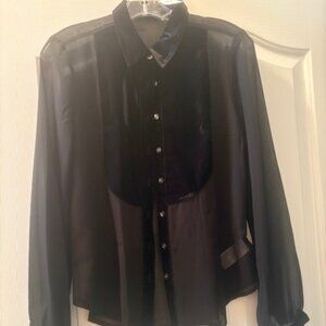 Gap Sheer Velvet Yoke blouse